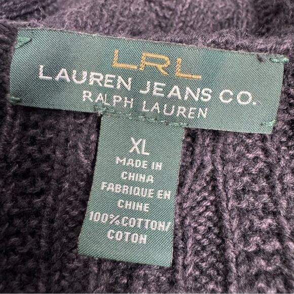 Ralph Lauren Black Cotton Cable Knit Sweater LRL Jeans Co. XL - Picture 4 of 8